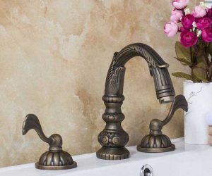 Veneto Brass Deck Mounted Antique Bronze Bathroom Faucet