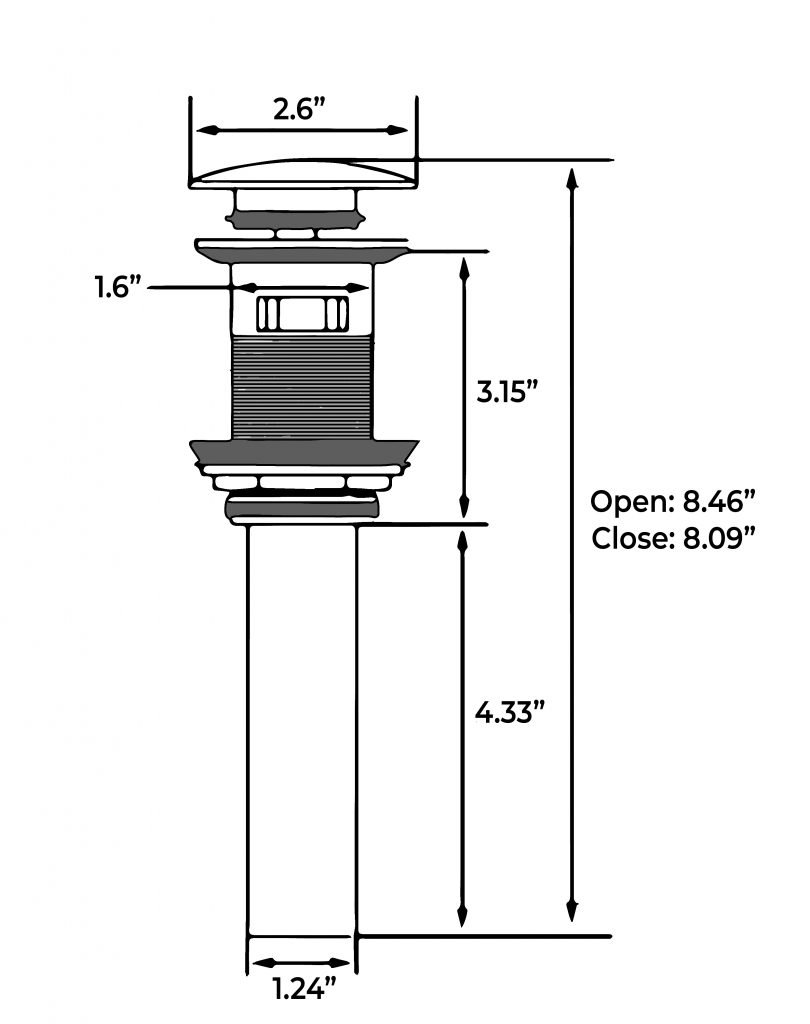 Nuevitas Solid Brass Pop-up Drain - All in One Installation Manuals