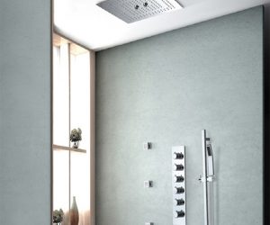 Bathselect Modern Design LED Rain Shower Head with Chrome Jet Spray & Sliding Bar Hand Shower