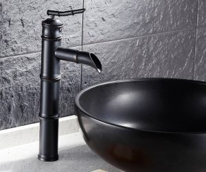 Grossetto Black Brass Waterfall Deck Mounted Faucet