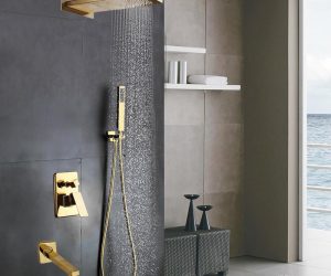 Créteil Gold LED Waterfall Shower Set
