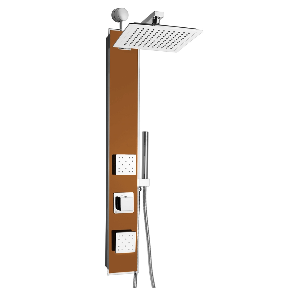 Toranto Oil Rubbed Bronze Tempered Glass Rainfall Shower Panel with Hand Shower