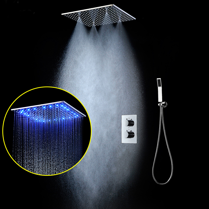 Valencia Thermostatic LED Shower System with Hand Held Shower