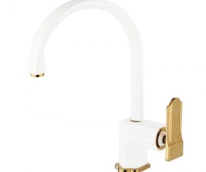 Poperinge Brass Deck Mounted White Single Handle Kitchen Faucet