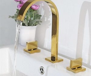 Venice Gold Plated Bathroom 3pcs Sink Faucet Dual Handles Centerset Mixer Tap