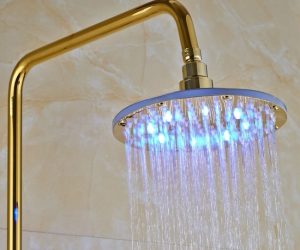 Juno Turin 8″ GOLD LED Luxury Rainfall Shower Faucet With Hand Shower