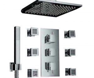 Perugia 16″ Ceiling Mount LED Shower Head with Body Massage Jets