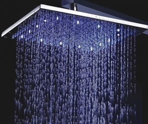 10″ Solid Brass Square Color Changing LED Rain Shower Head-Available in Chrome, Satin Nickel, Copper Metallic and Gold Metallic finish