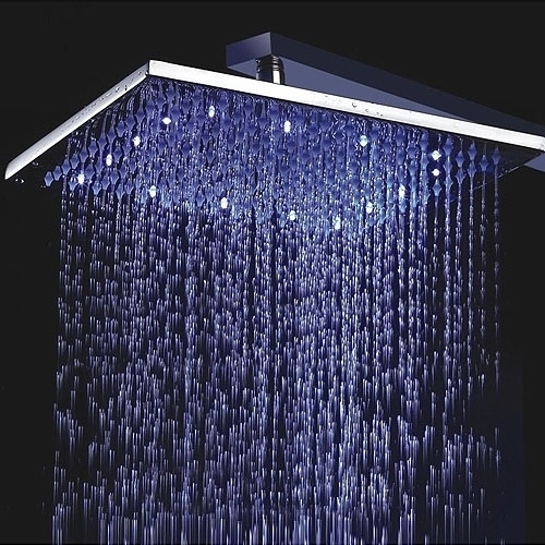 Solid Brass Color Changing 16 inch led rain shower head- Available in Chrome, Satin Nickel, Copper Metallic and Gold Metallic finish