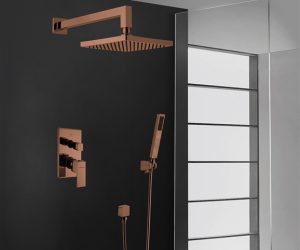 BathSelect Oil Rubbed Bronze Finish Wall Mount Square Shower Head With Hand-Held Shower & Mixer