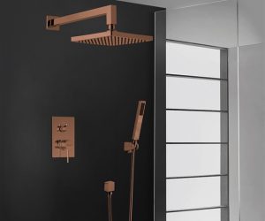 BathSelect Elegant Wall Mount Bronze Shower Head With Hand-Held Shower & Mixer