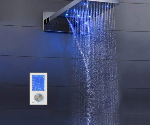 BathSelect Lano 22″ Contemporary Multi Color Water Powered Led Shower Head