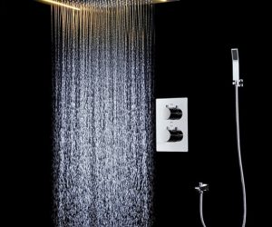 BathSelect 15″*20″ Large LED Shower Shead with 2 Way Mixer & Handshower