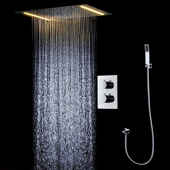 BathSelect 15″*20″ Large LED Shower Shead with 2 Way Mixer & Handshower