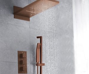 BathSelect Oil Rubbed Bronze Wall Mount Rain Waterfall Shower Head With Hand Shower