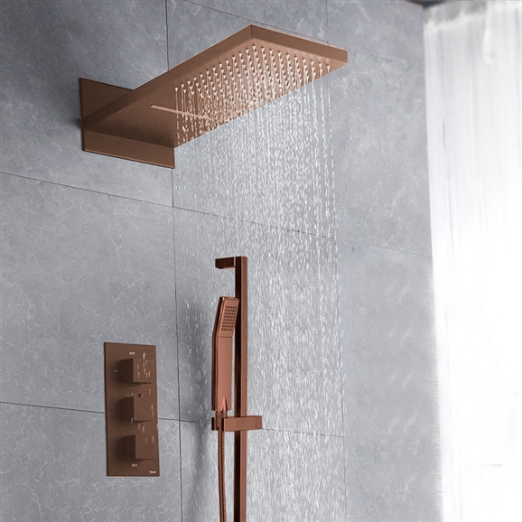 BathSelect Oil Rubbed Bronze Wall Mount Rain Waterfall Shower Head With Hand Shower