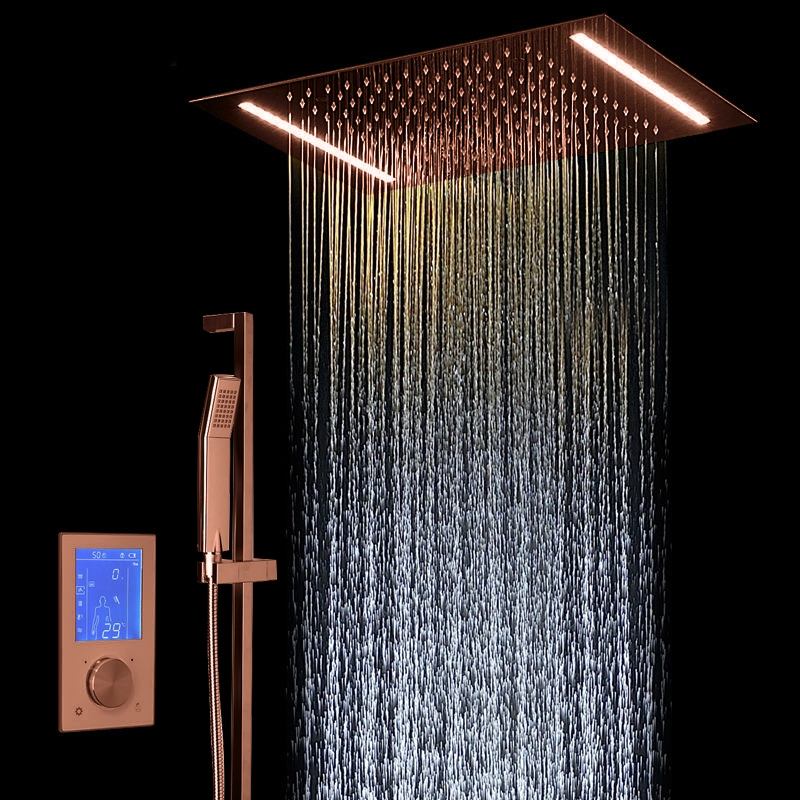Fontana Emilia Chrome Posh LED Digital Control Thermostatic Rainfall Bathroom Shower Set