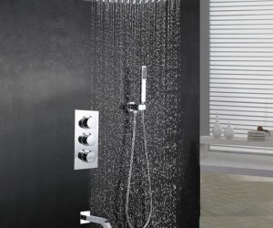 Juno Verona Wall Mounted Chrome Finish Shower Set With Hand Held Shower And Triple Handle Mixer