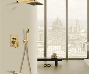 Naples Gold Wall Mount Rainfall Shower Set