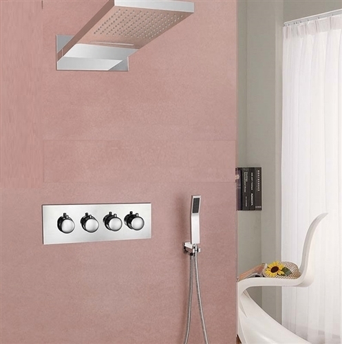 Romo 22″ Contemporary RGB Multi Color Water Powered Led Shower Set